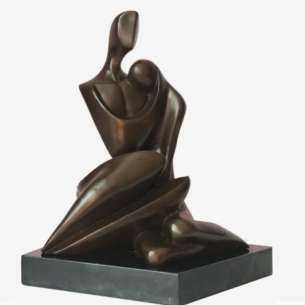 BRAND NEW WOME &MEN STATUE BRONZE ABSTRACT COUPLE LOVERS SCULPTURE ROMANCE ART - Picture 1 of 16
